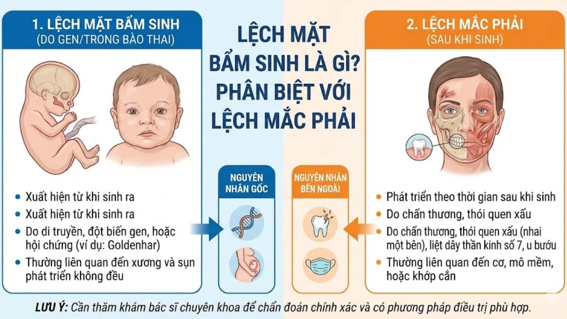 Lệch mặt bẩm sinh có chữa được không? 4 Giải pháp từ A-Z 3 Phân biệt lệch bẩm sinh và lệch mặt mắc phải
