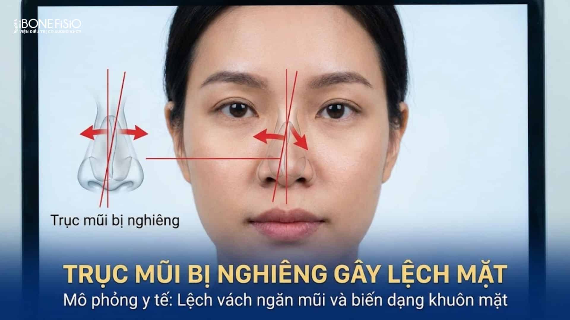 Dấu hiệu nhận biết lệch mặt: 5 Cách tự kiểm tra chuẩn xác tại nhà 6 Trục mũi bị nghiêng gây lệch mặt