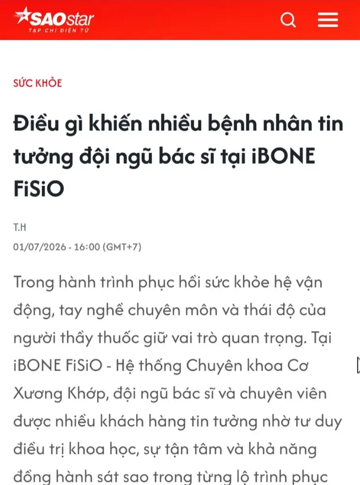 Trang chủ 48 Điều gì khiến nhiều bệnh nhân tin tưởng đội ngũ bác sĩ tại iBONE FiSiO