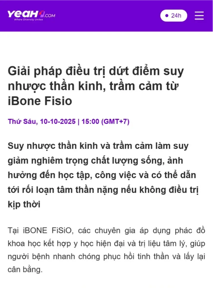 Trang chủ 49 Giải pháp điều trị dứt điểm suy nhược thần kinh, trầm cảm từ iBONE FiSiO